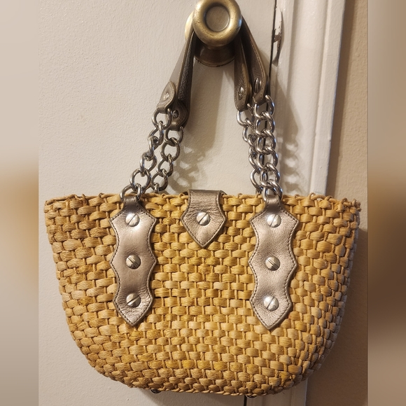 Michael Kors Santorini Leather and Straw Bag - Picture 3 of 5